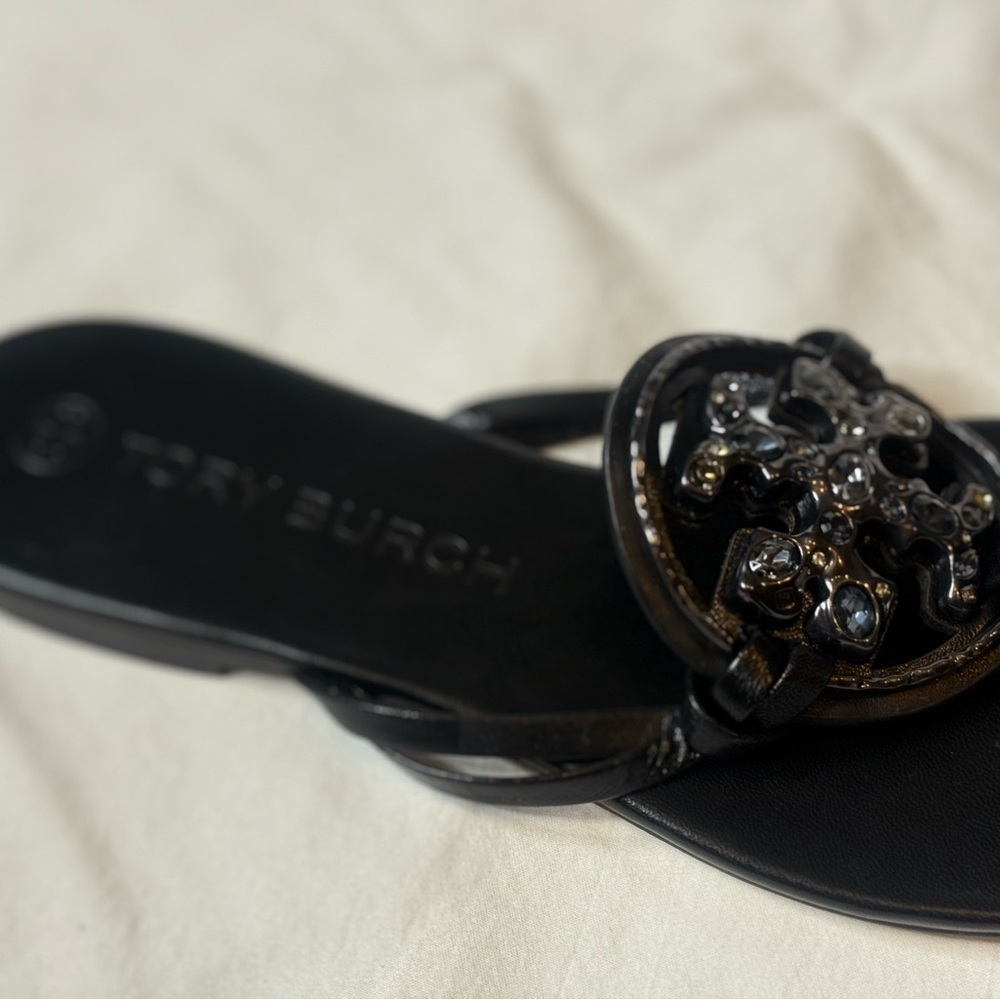 ๐๐๐๐ Tory Burch Jeweled Miller Nappa Leather Sandals - Picture 4 of 7